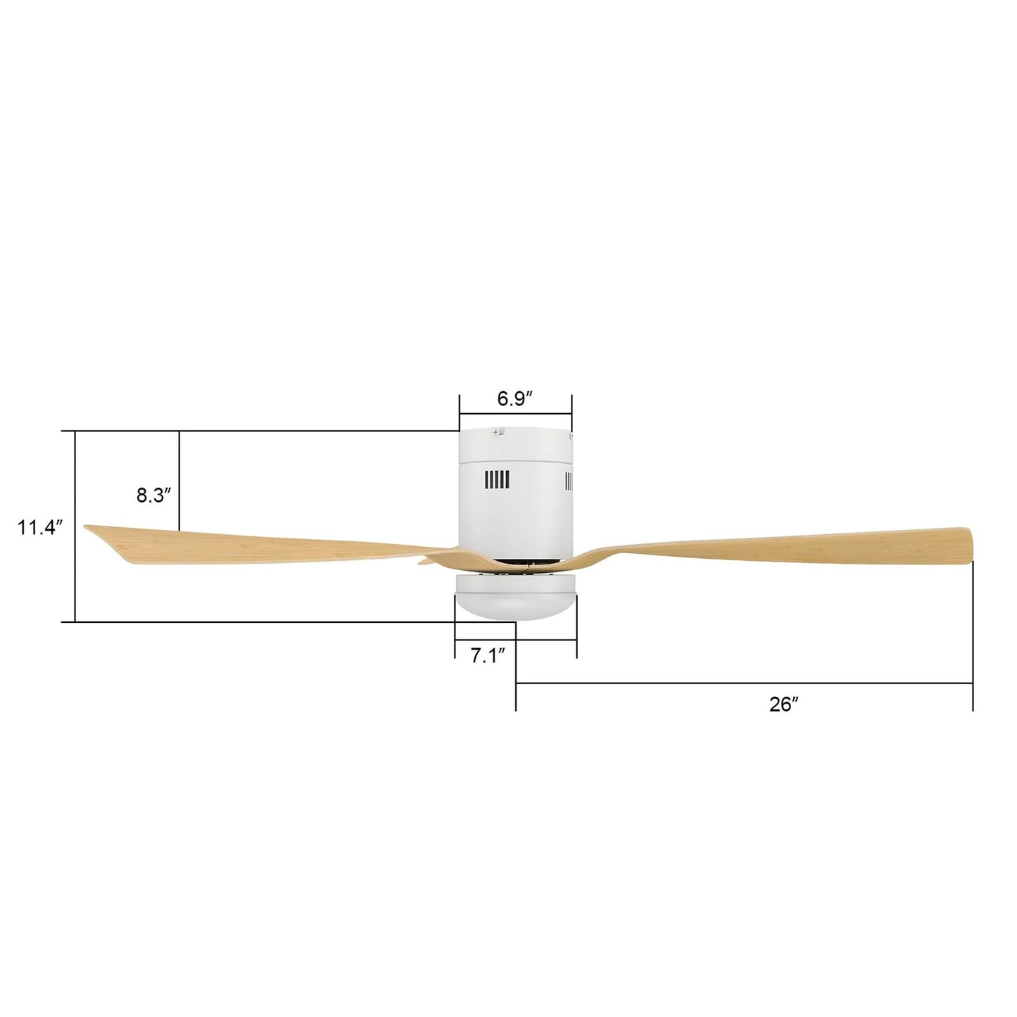 Carro Spezia 52in 3-Blade Flush Smart Ceiling Fan | Modern White Bamboo and Bamboo Wood | Living Room & Covered Patio | 52 x | Model SFR523P-L22-WQ-1-FM