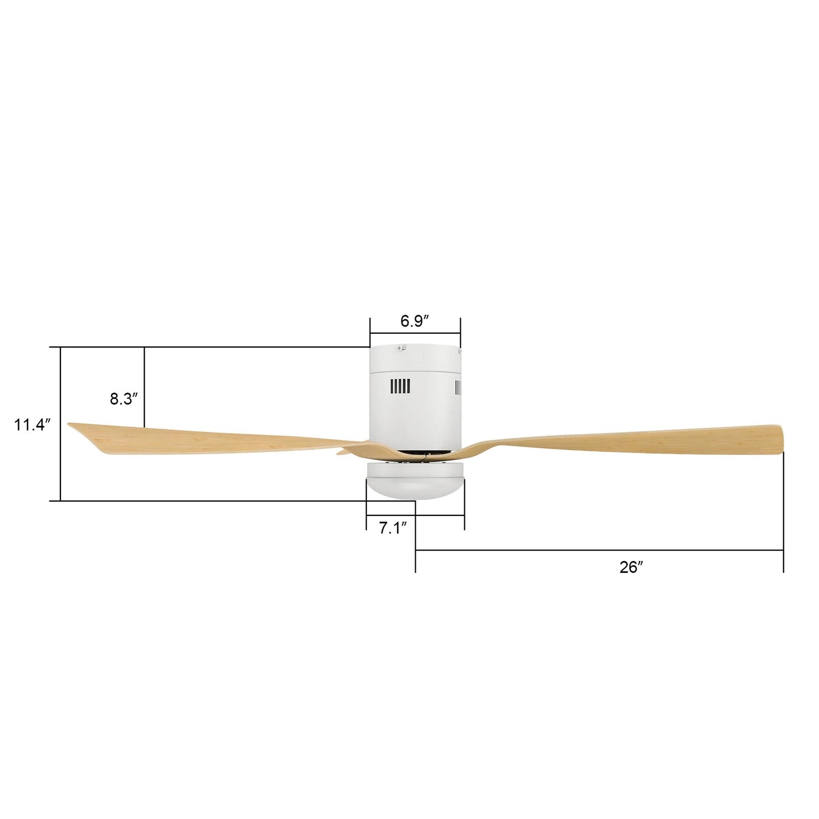 Carro Spezia 52in 3-Blade Flush Smart Ceiling Fan | Modern White Bamboo and Bamboo Wood | Living Room & Covered Patio | 52 x | Model SFR523P-L22-WQ-1-FM
