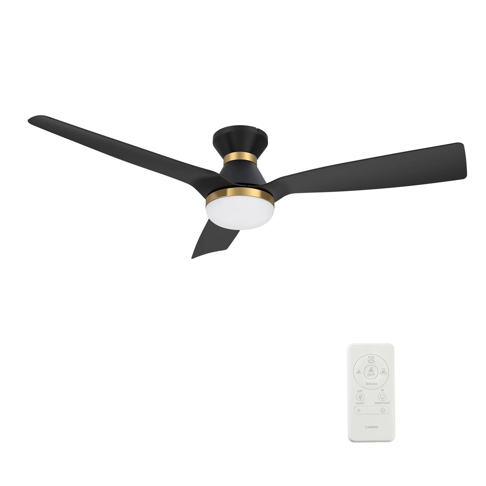 Carro Spezia 52in 3-Blade Smart Ceiling Fan | Modern Black Glass Fiber Reinforced Polypropylene Blades | Living Room & | Model SFR523P1-L22-B2-1-FMA