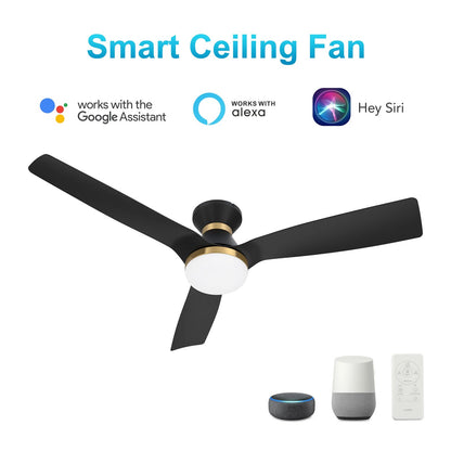 Carro Spezia 52in 3-Blade Smart Ceiling Fan | Modern Black Glass Fiber Reinforced Polypropylene Blades | Living Room & | Model SFR523P1-L22-B2-1-FMA