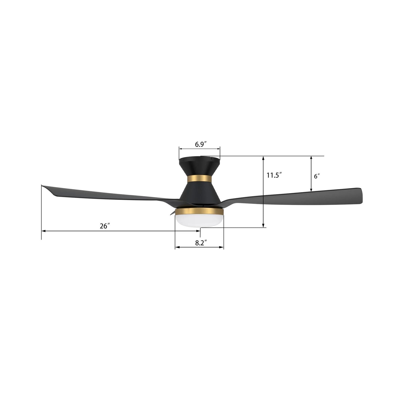 Carro Spezia 52in 3-Blade Smart Ceiling Fan | Modern Black Glass Fiber Reinforced Polypropylene Blades | Living Room & | Model SFR523P1-L22-B2-1-FMA
