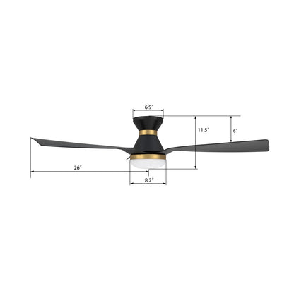 Carro Spezia 52in 3-Blade Smart Ceiling Fan | Modern Black Glass Fiber Reinforced Polypropylene Blades | Living Room & | Model SFR523P1-L22-B2-1-FMA