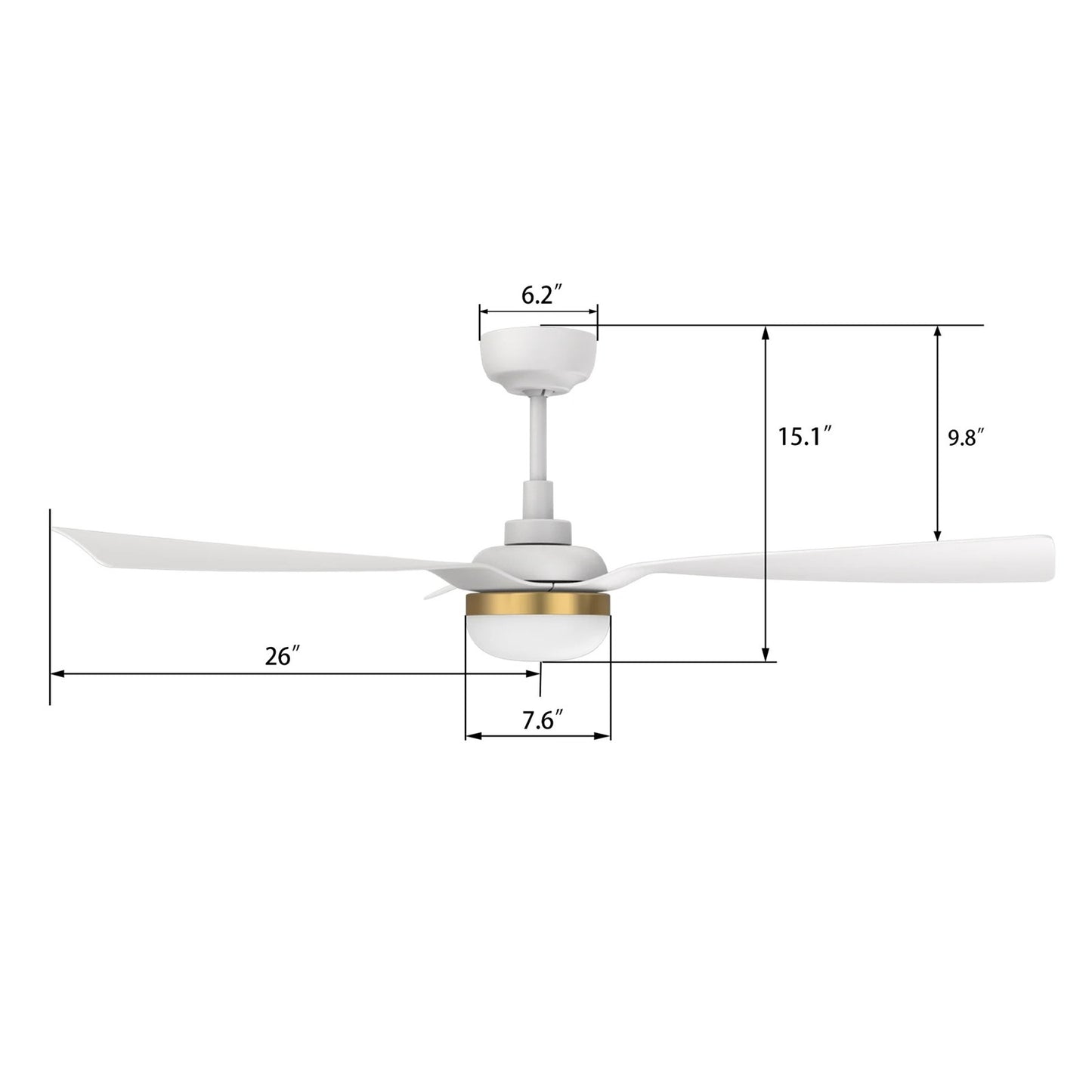 Carro Spezia 52in 3-Blade Smart Ceiling Fan | Modern White ABS Blades | Living Room & Bedroom | 52 x 52 x 11.5 in | Model SFR523P2-L22-W1-1A