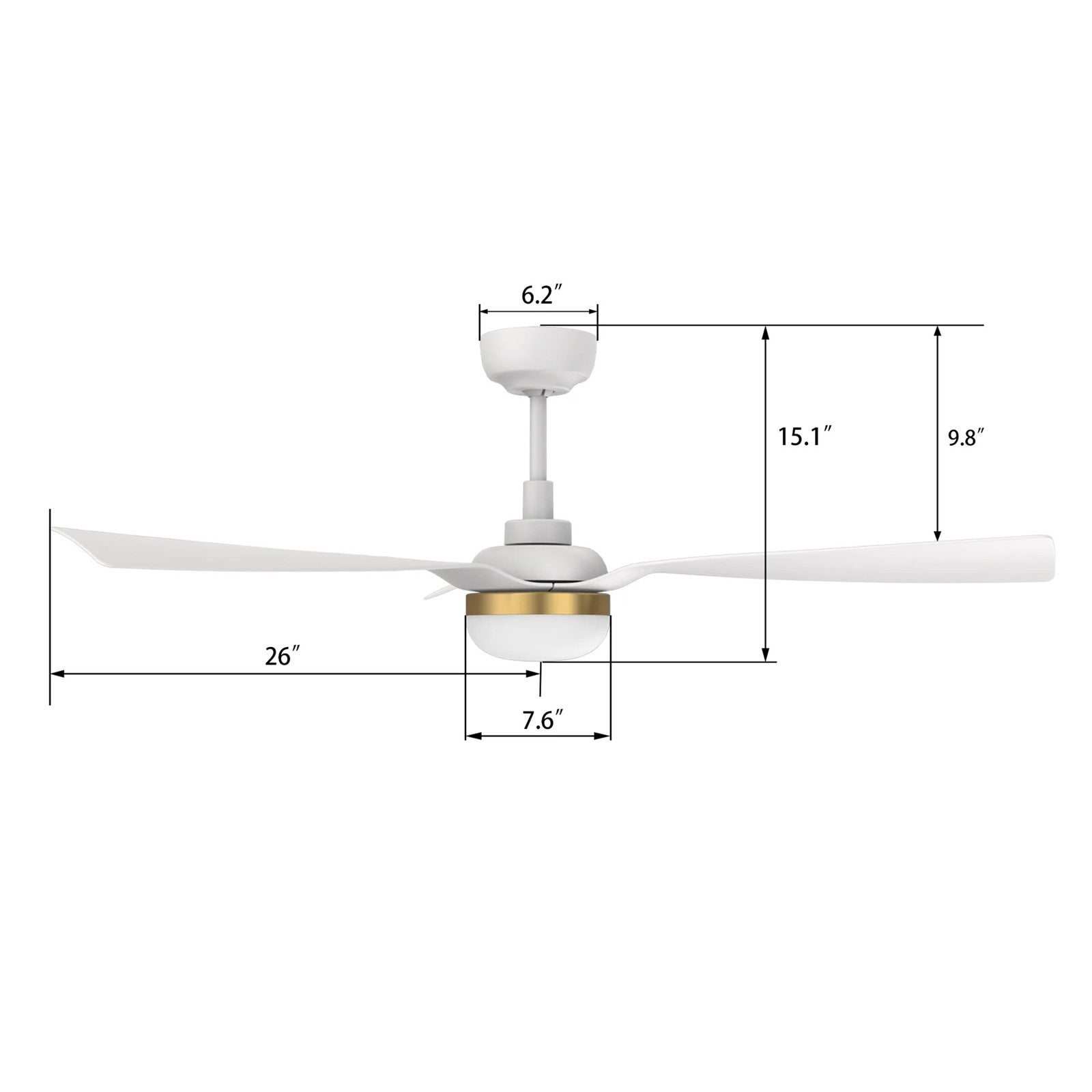Carro Spezia 52in 3-Blade Smart Ceiling Fan | Modern White ABS Blades | Living Room & Bedroom | 52 x 52 x 11.5 in | Model SFR523P2-L22-W1-1A