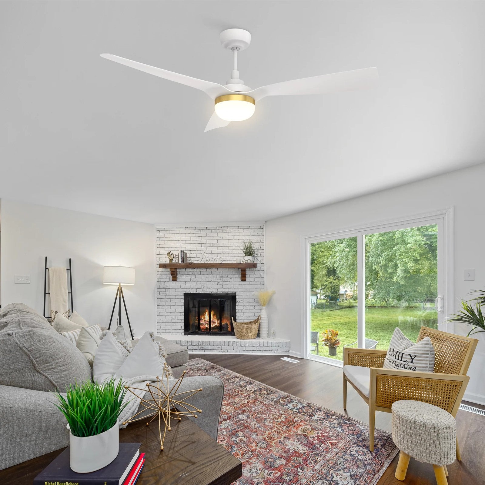Carro Spezia 52in 3-Blade Smart Ceiling Fan | Modern White ABS Blades | Living Room & Bedroom | 52 x 52 x 11.5 in | Model SFR523P2-L22-W1-1A