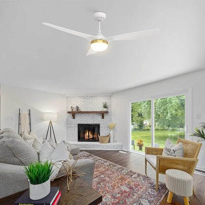 Carro Spezia 52in 3-Blade Smart Ceiling Fan | Modern White ABS Blades | Living Room & Bedroom | 52 x 52 x 11.5 in | Model SFR523P2-L22-W1-1A