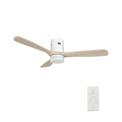 Carro Labelle 52in 3-Blade Smart Ceiling Fan | Modern White Solid Wood Blades | Living Room & Bedroom | 52 x 52 x 11.8 in | Model SFR523P3-L12-WM1-1-FM