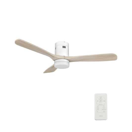 Carro Labelle 52in 3-Blade Smart Ceiling Fan | Modern White Solid Wood Blades | Living Room & Bedroom | 52 x 52 x 11.8 in | Model SFR523P3-L12-WM1-1-FM