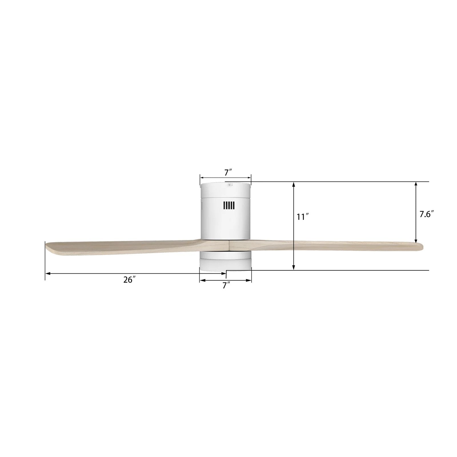 Carro Labelle 52in 3-Blade Smart Ceiling Fan | Modern White Solid Wood Blades | Living Room & Bedroom | 52 x 52 x 11.8 in | Model SFR523P3-L12-WM1-1-FM