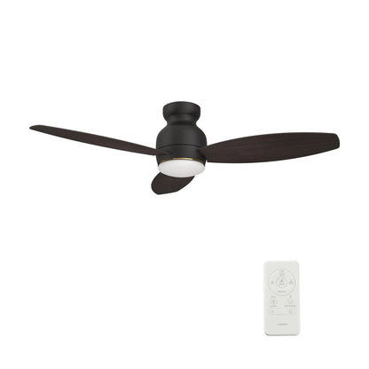 Carro Trento 52in 3-Blade Flush Ceiling Fan | Black Barnwood Plywood Blades and Matte Black Motor | Living Room, Bedroom & | Model SFR523Q-L12-BG-1-FM