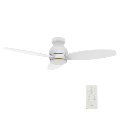 Carro Trento 52in 3-Blade Flush Ceiling Fan | White Motor and White Plywood Blades | Living Room, Bedroom & Covered Patio | 52 | Model SFR523Q-L12-W1-1-FM