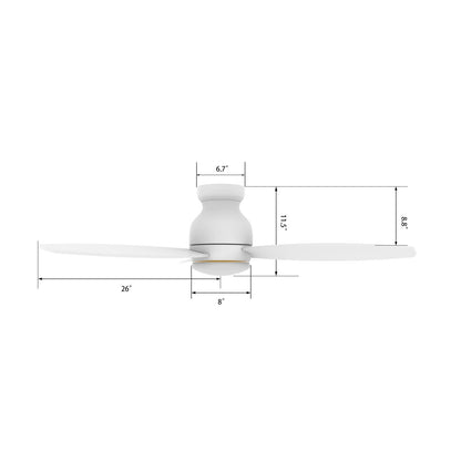 Carro Trento 52in 3-Blade Flush Ceiling Fan | White Motor and White Plywood Blades | Living Room, Bedroom & Covered Patio | 52 | Model SFR523Q-L12-W1-1-FM