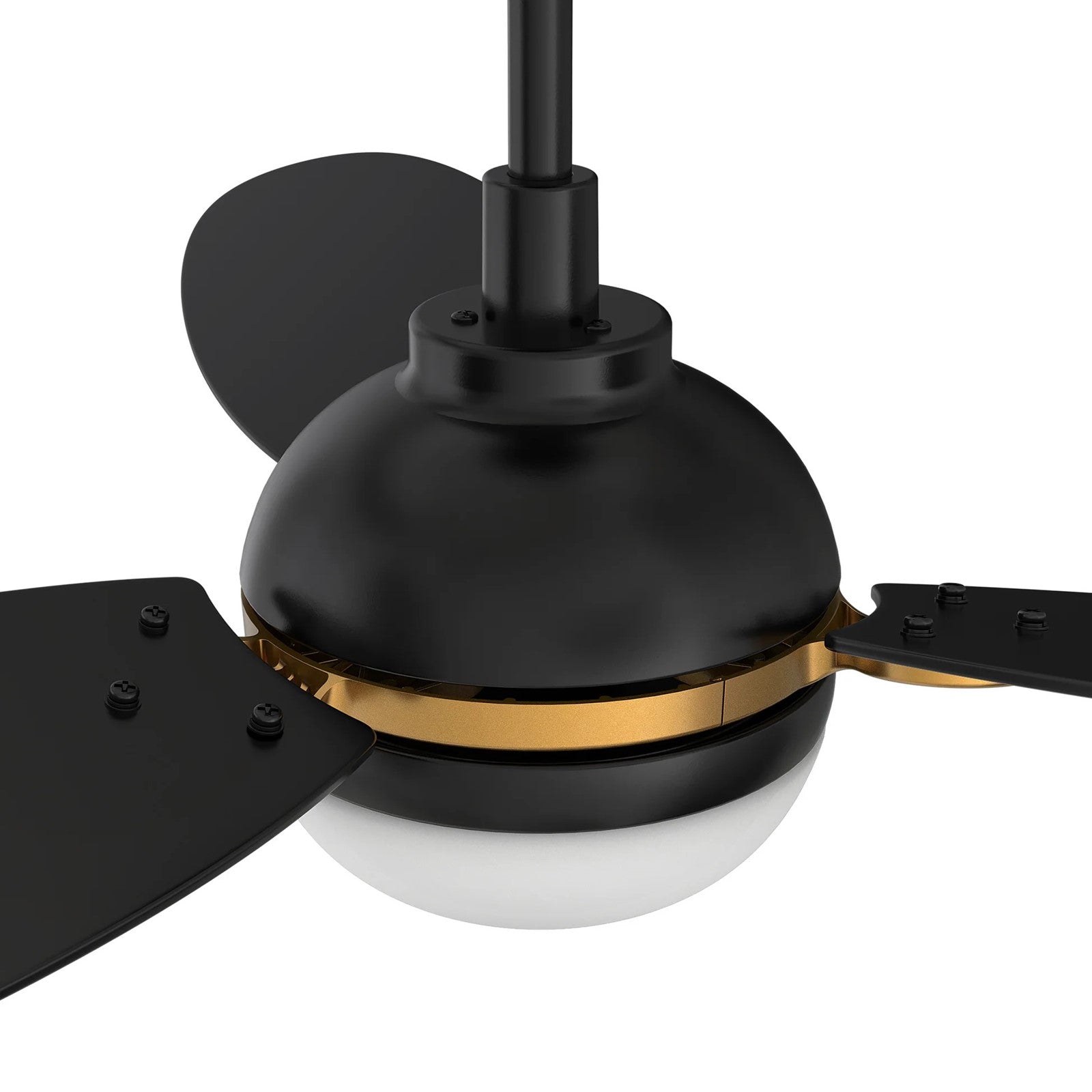 Carro Pearla 52in 3-Blade Smart Ceiling Fan | Modern Black Gold and Plywood | Living Room & Covered Patio | 52 x 52 x 16.5 in | Model SFR523Q4-L12-B2-1G
