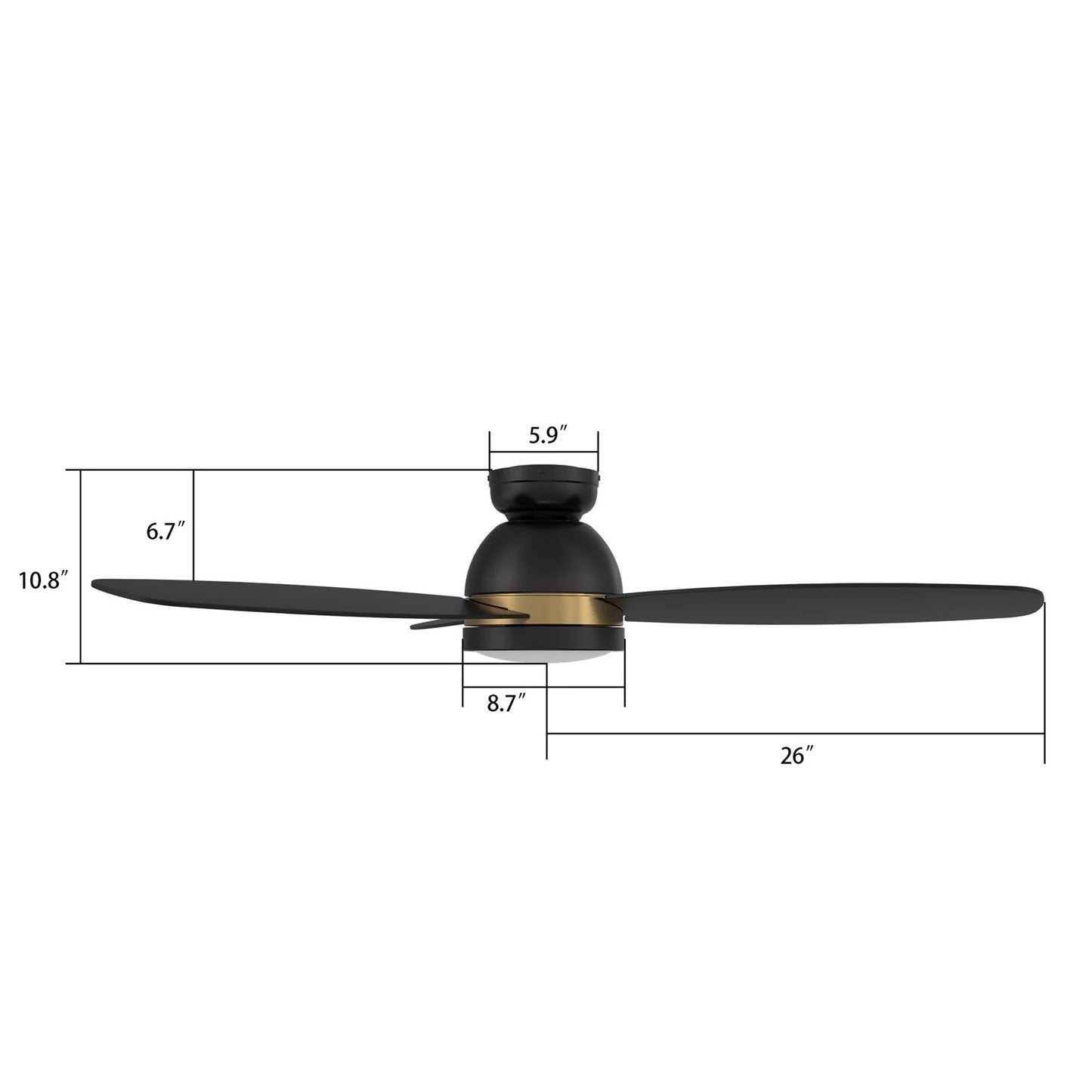 Carro Fremont 52in 3-Blade Flush Mount Smart Ceiling Fan | Modern Black Gold and Plywood | Living Room & Covered Patio | 52 | Model SFR523Q5-L12-B2-1-FMA