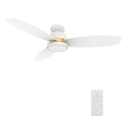 Carro Fremont 52in 3-Blade Flush Mount Smart Ceiling Fan | Modern White Gold and Plywood | Living Room & Covered Patio | 52 | Model SFR523Q5-L12-W1-1-FMA