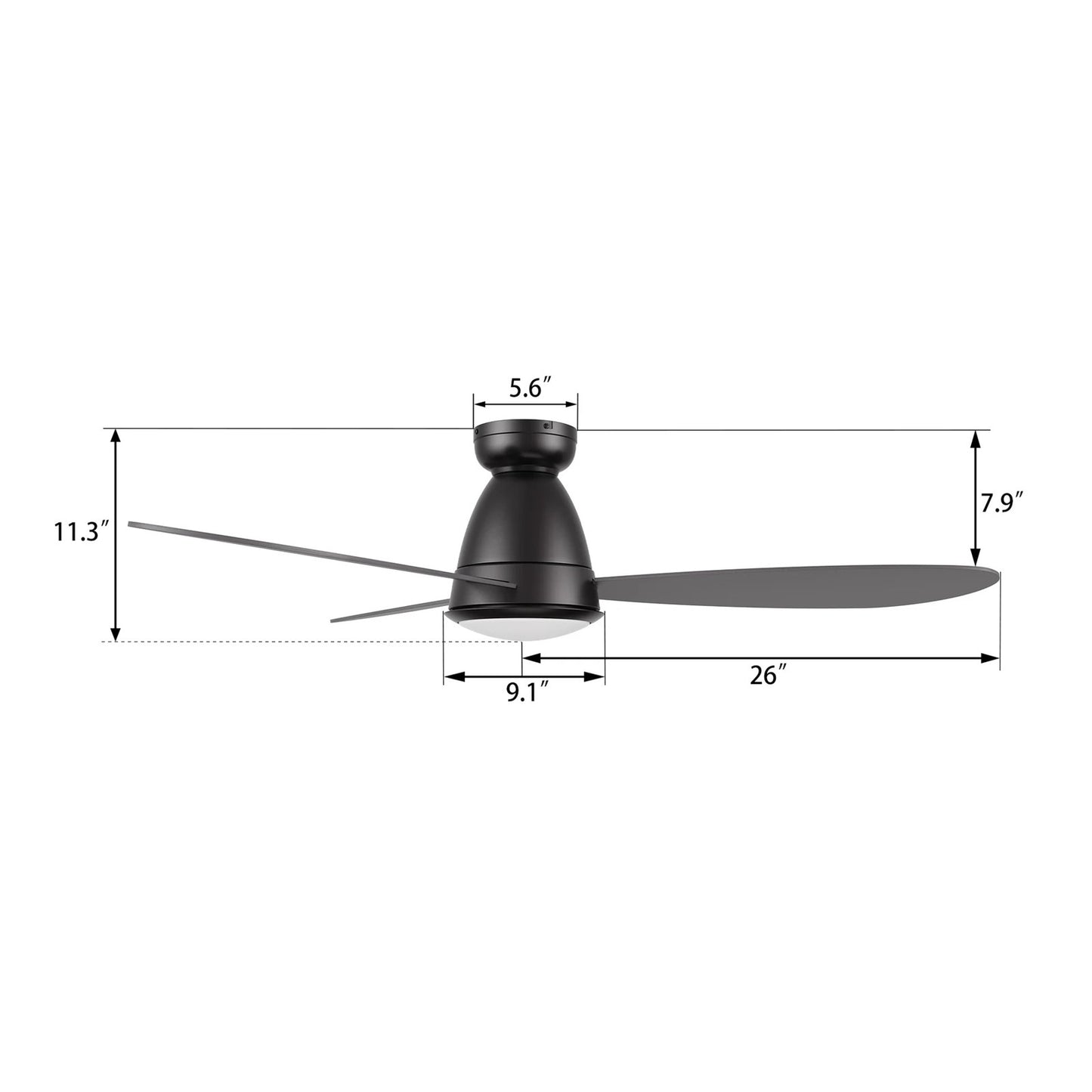 Carro York 52in 3-Blade Flush Mount Smart Ceiling Fan | Modern Black and Plywood | Living Room & Covered Patio | 52 x 52 x | Model SFR523Q7-L12-B2-1-FM