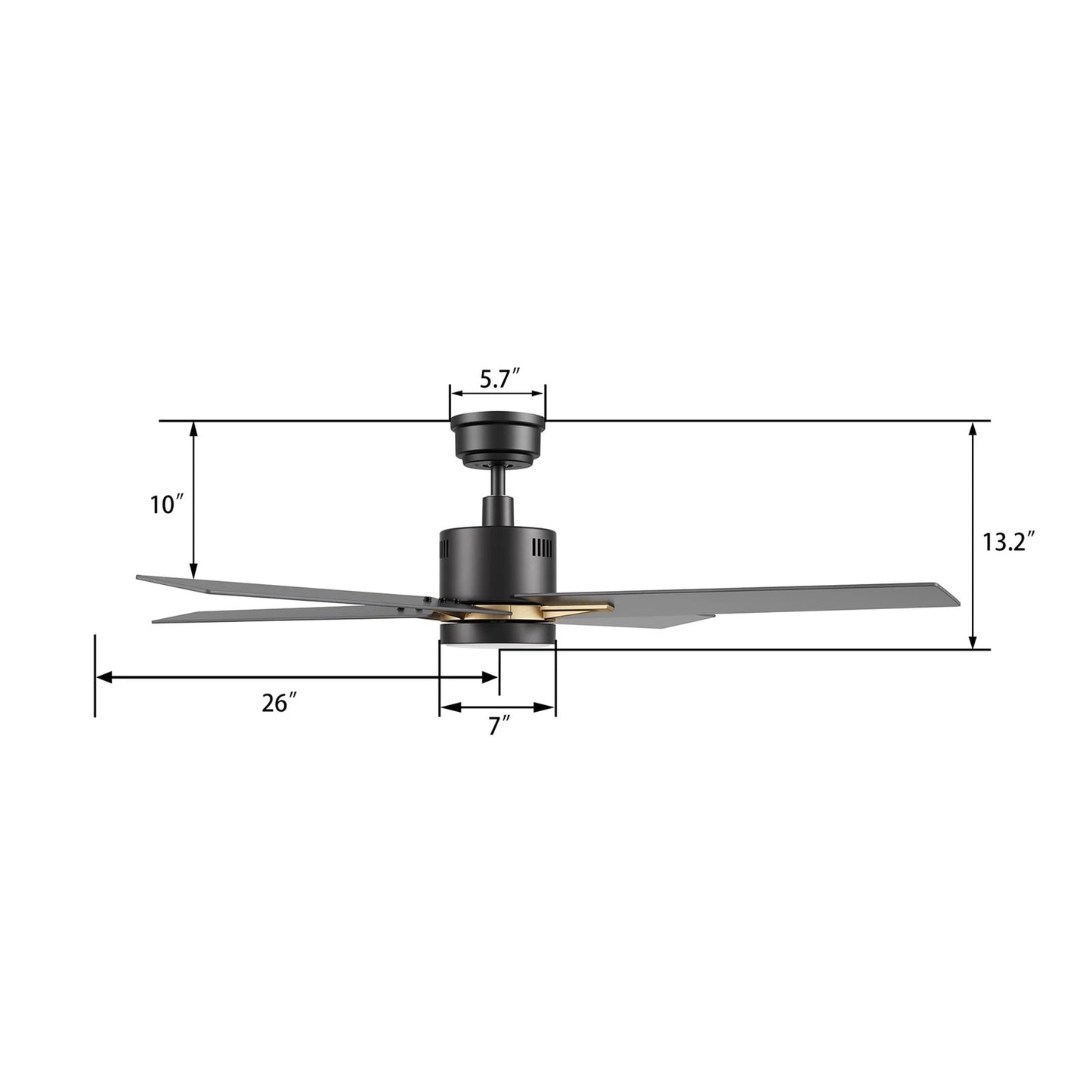 Carro Montgomery 52in 4-Blade Smart Ceiling Fan | Modern Black Gold and Plywood Blades | Living Room & Great Room | 52 x 52 x | Model SFR524G3-L11-B2-1G