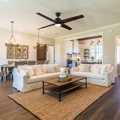 Carro Montgomery 52in 4-Blade Smart Ceiling Fan | Modern Black Taupe and Plywood Blades | Living Room & Great Room | 52 x 52 x | Model SFR524G3-L11-BX-1