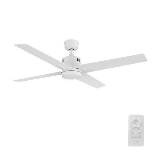 Carro Montgomery 52in 4-Blade Smart Ceiling Fan | Modern White Plywood Blades and White Finish | Living Room & Bedroom | 52 x 52 | Model SFR524G3-L11-W1-1