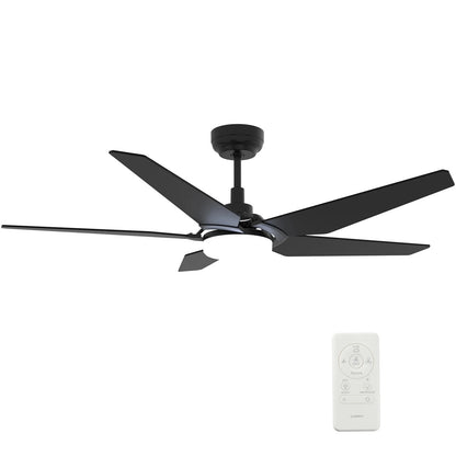 Carro Kaj 52in 5-Blade Smart Ceiling Fan | Black Plywood Blades and Glass Shade with Integrated LED | Living Room & Bedroom | Model SFR525B-L22-B2-1