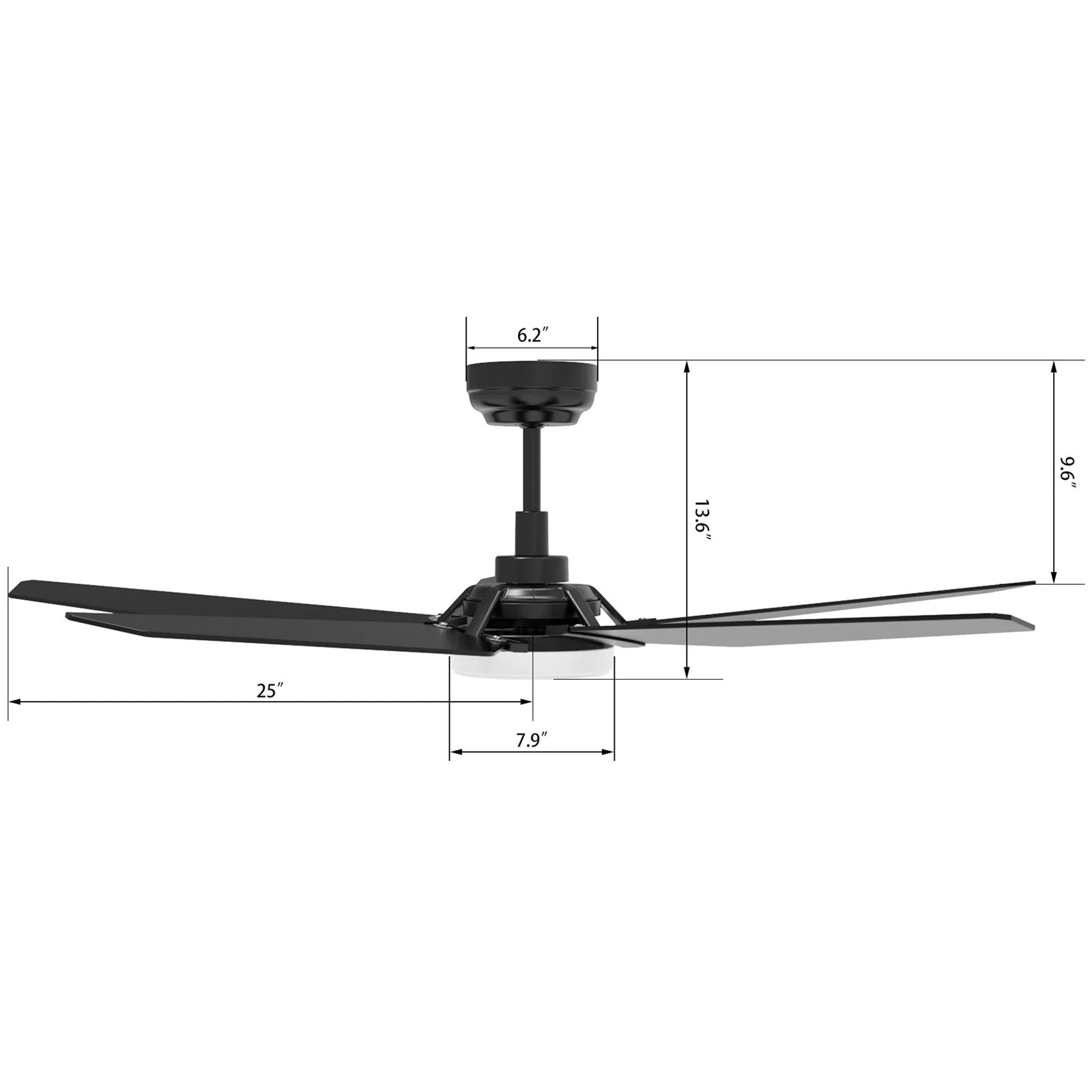 Carro Kaj 52in 5-Blade Smart Ceiling Fan | Black Plywood Blades and Glass Shade with Integrated LED | Living Room & Bedroom | Model SFR525B-L22-B2-1