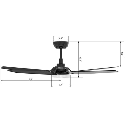 Carro Kaj 52in 5-Blade Smart Ceiling Fan | Black Plywood Blades and Glass Shade with Integrated LED | Living Room & Bedroom | Model SFR525B-L22-B2-1