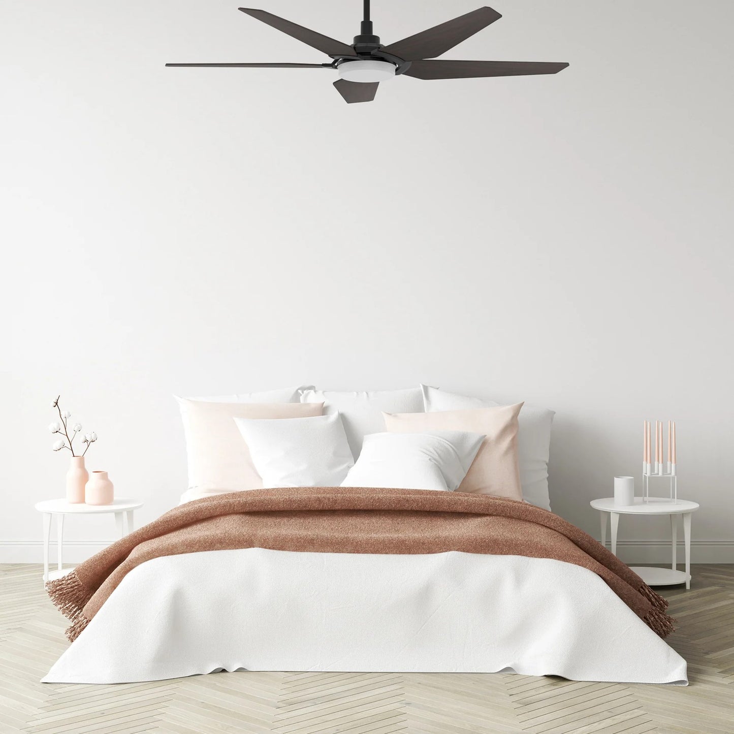 Carro Kaj 52in 5-Blade Smart Ceiling Fan | Black Plywood Blades and Glass Shade with Integrated LED | Living Room & Bedroom | Model SFR525B-L22-B2-1