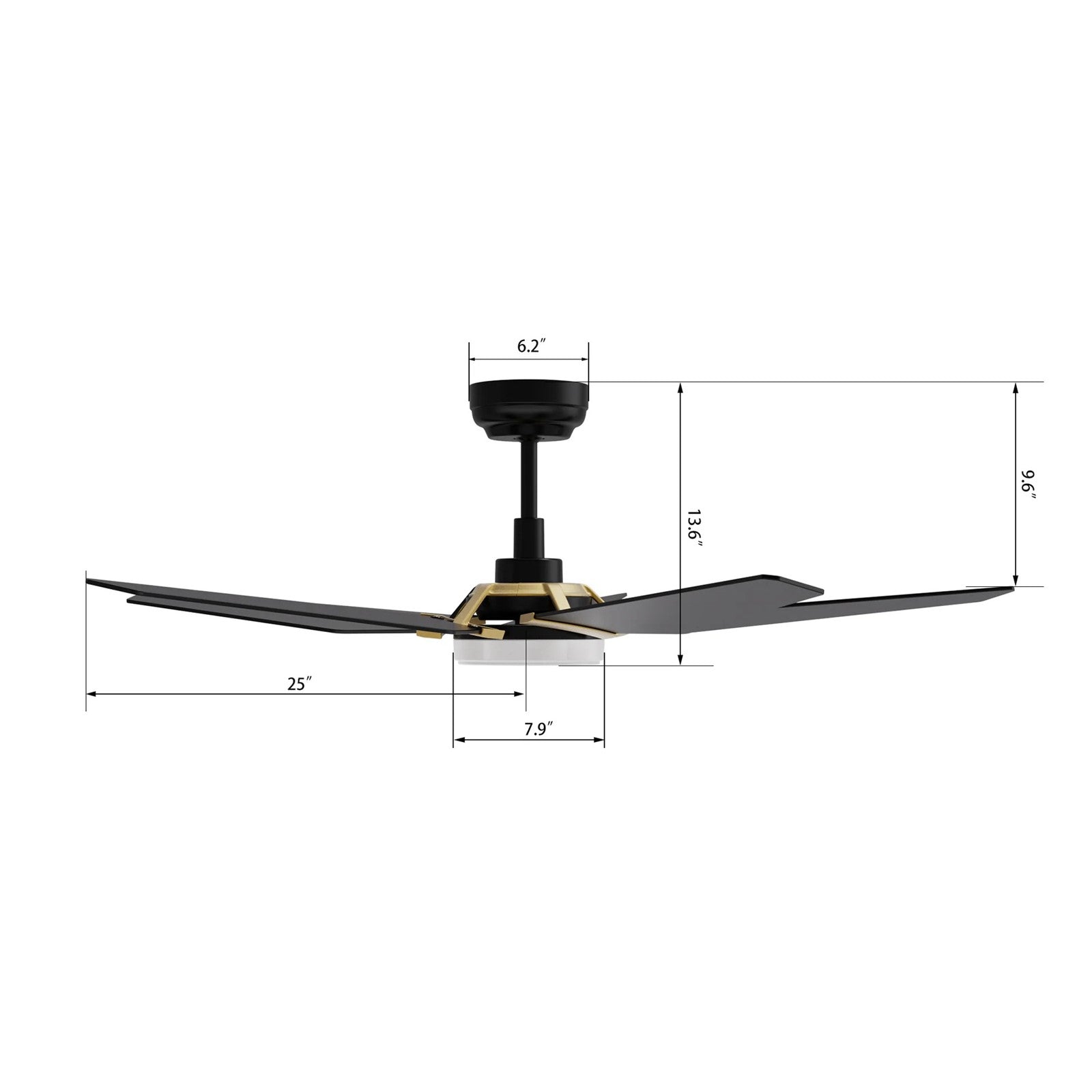 Carro Kaj 52in 5-Blade Smart Ceiling Fan | Black Gold Plywood Blades and Glass Shade with Integrated LED | Living Room & Bedroom | Model SFR525B-L22-B2-1G