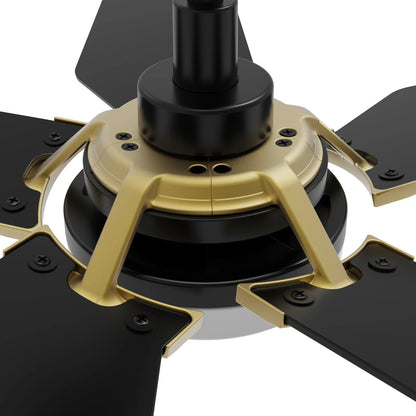 Carro Kaj 52in 5-Blade Smart Ceiling Fan | Black Gold Plywood Blades and Glass Shade with Integrated LED | Living Room & Bedroom | Model SFR525B-L22-B2-1G