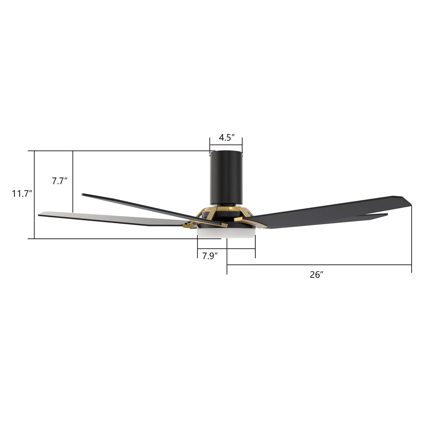Carro Kaj 52in 5-Blade Flush Mount Smart Ceiling Fan | Black Gold Plywood Blades and Glass Shade with Integrated LED | Living | Model SFR525B-L22-B2-1G-FM