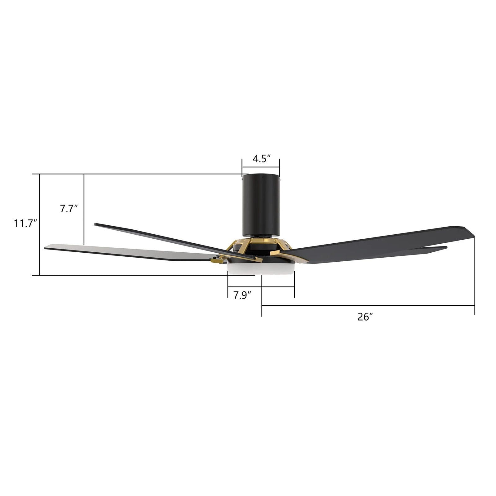 Carro Kaj 52in 5-Blade Flush Mount Smart Ceiling Fan | Black Gold Plywood Blades and Glass Shade with Integrated LED | Living | Model SFR525B-L22-B2-1G-FM