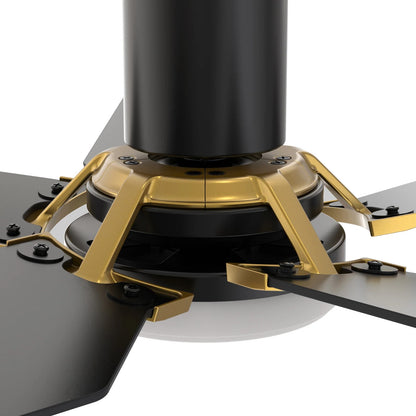 Carro Kaj 52in 5-Blade Flush Mount Smart Ceiling Fan | Black Gold Plywood Blades and Glass Shade with Integrated LED | Living | Model SFR525B-L22-B2-1G-FM