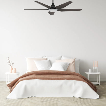 Carro Kaj 52in 5-Blade Smart Ceiling Fan | Modern Black Walnut Plywood and Glass LED | Living Room & Covered Patio | 13.7 x 52 x | Model SFR525B-L22-B5-1