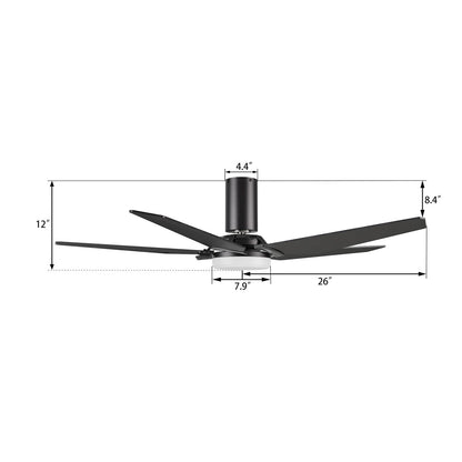 Carro Kaj 52in 5-Blade Flush Mount Smart Ceiling Fan | Modern Black Walnut Plywood and Glass LED | Living Room & Covered Patio | Model SFR525B-L22-B5-1-FM