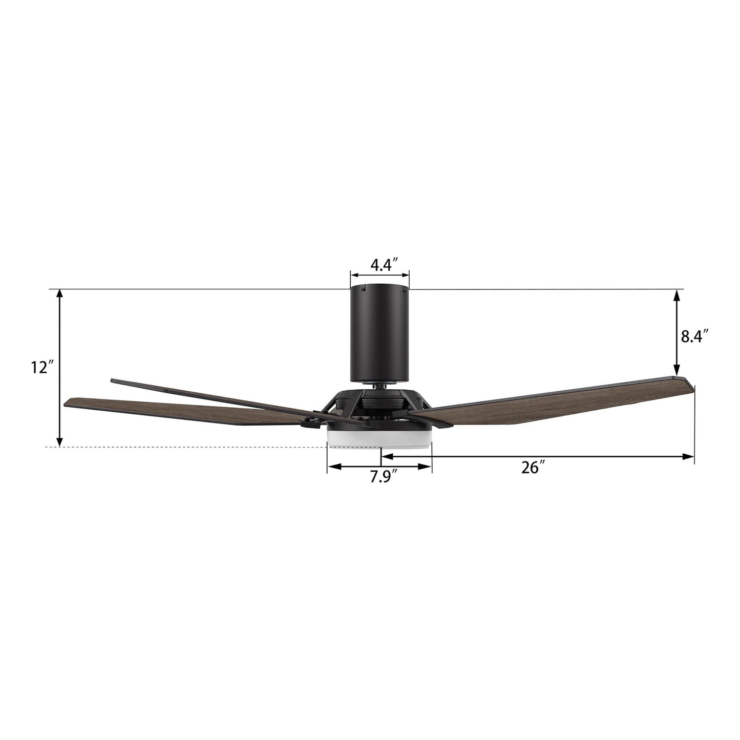 Carro Kaj 52in 5-Blade Flush Mount Smart Ceiling Fan | Modern Black Barnwood Plywood and Glass LED | Living Room & Covered | Model SFR525B-L22-BS-1-FM