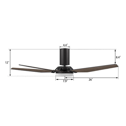 Carro Kaj 52in 5-Blade Flush Mount Smart Ceiling Fan | Modern Black Barnwood Plywood and Glass LED | Living Room & Covered | Model SFR525B-L22-BS-1-FM
