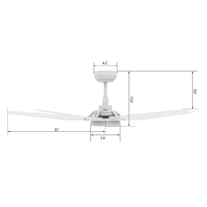 Carro Kaj 52in 5-Blade Smart Ceiling Fan | Modern White Plywood and Glass LED | Living Room & Covered Patio | 13.7 x 52 x 52 in | Model SFR525B-L22-W1-1