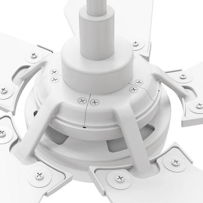 Carro Kaj 52in 5-Blade Smart Ceiling Fan | Modern White Plywood and Glass LED | Living Room & Covered Patio | 13.7 x 52 x 52 in | Model SFR525B-L22-W1-1