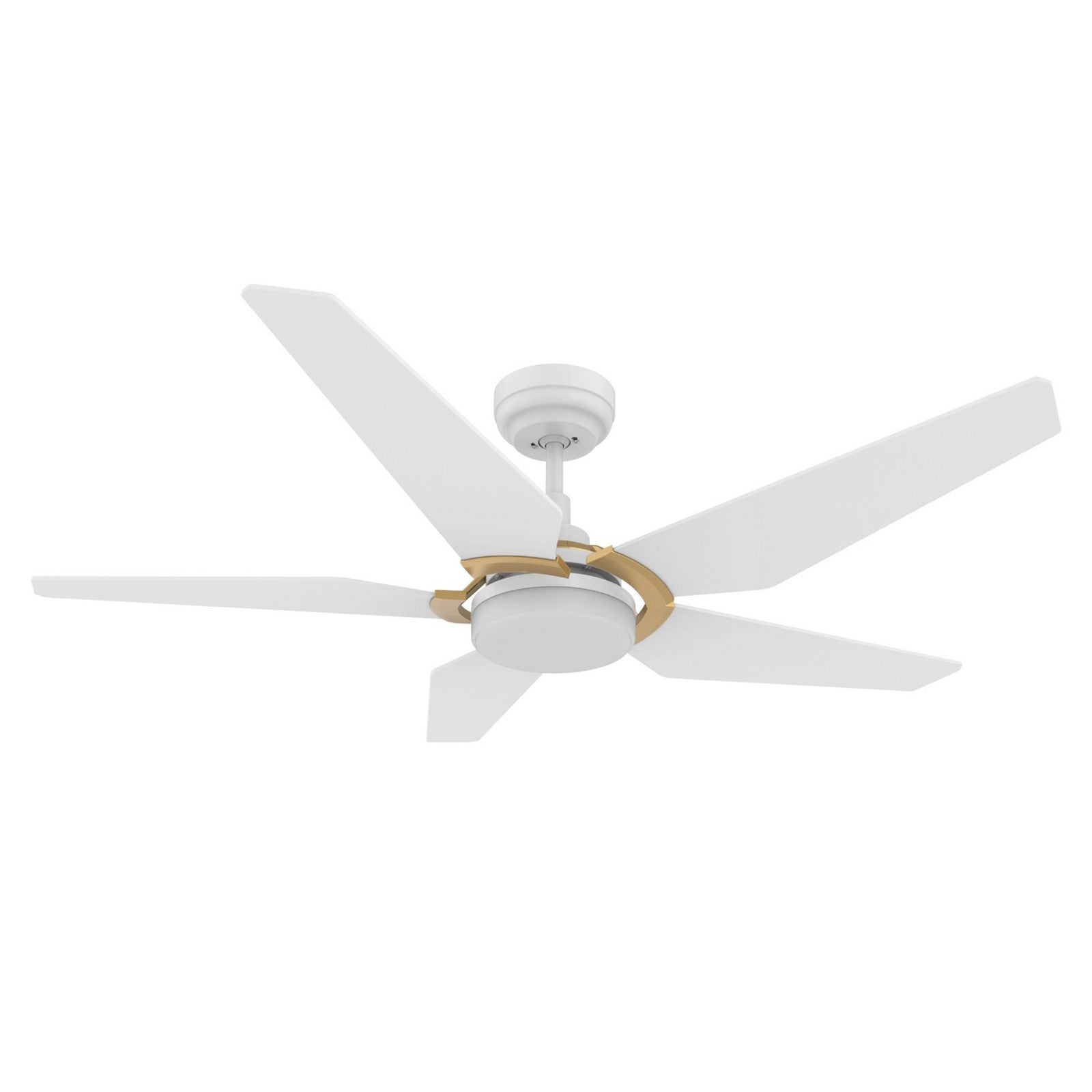 Carro Kaj 52in 5-Blade Smart Ceiling Fan | White Gold Plywood Blades and Glass Shade | Living Room & Covered Patio | 52 x 52 x | Model SFR525B-L22-W1-1G