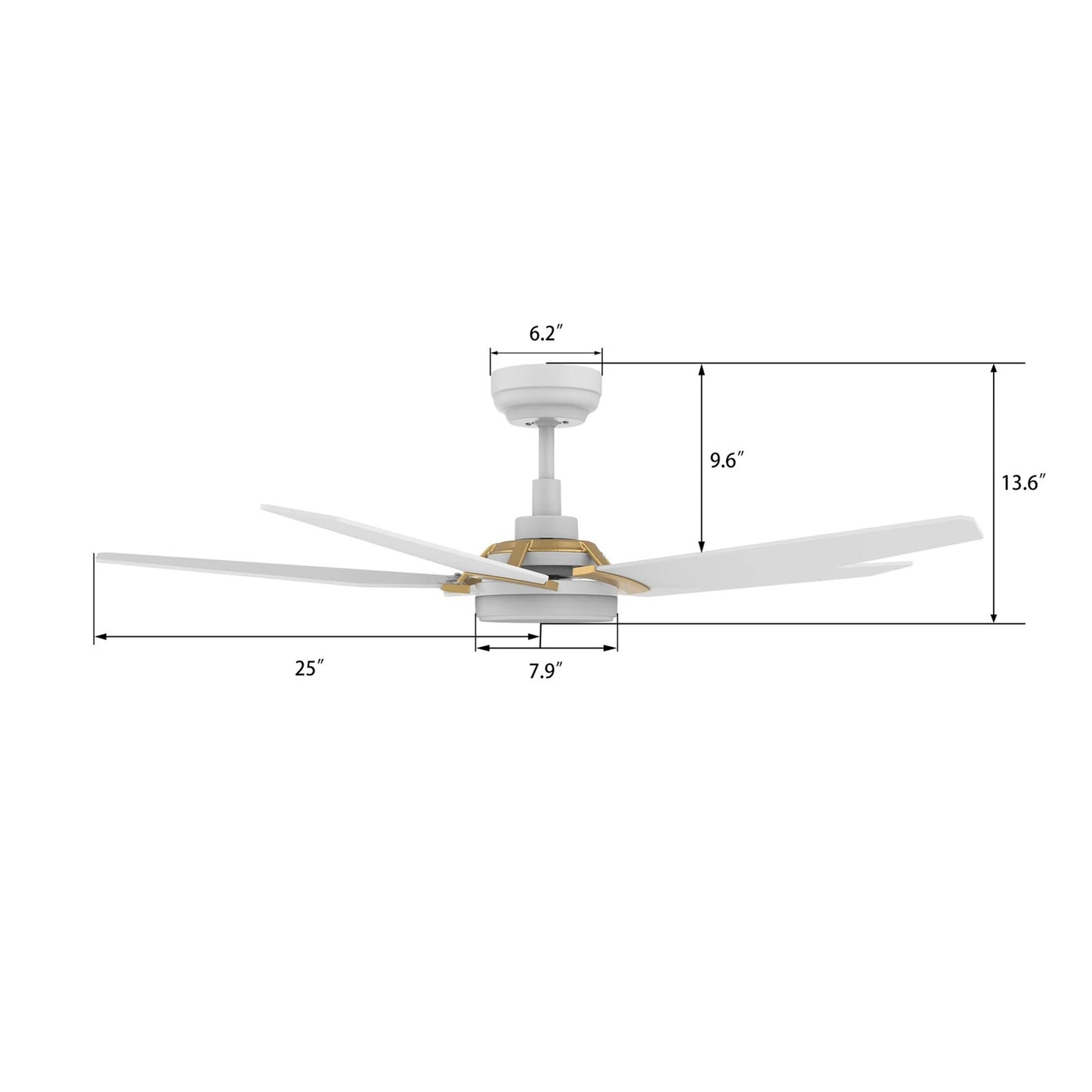 Carro Kaj 52in 5-Blade Smart Ceiling Fan | White Gold Plywood Blades and Glass Shade | Living Room & Covered Patio | 52 x 52 x | Model SFR525B-L22-W1-1G