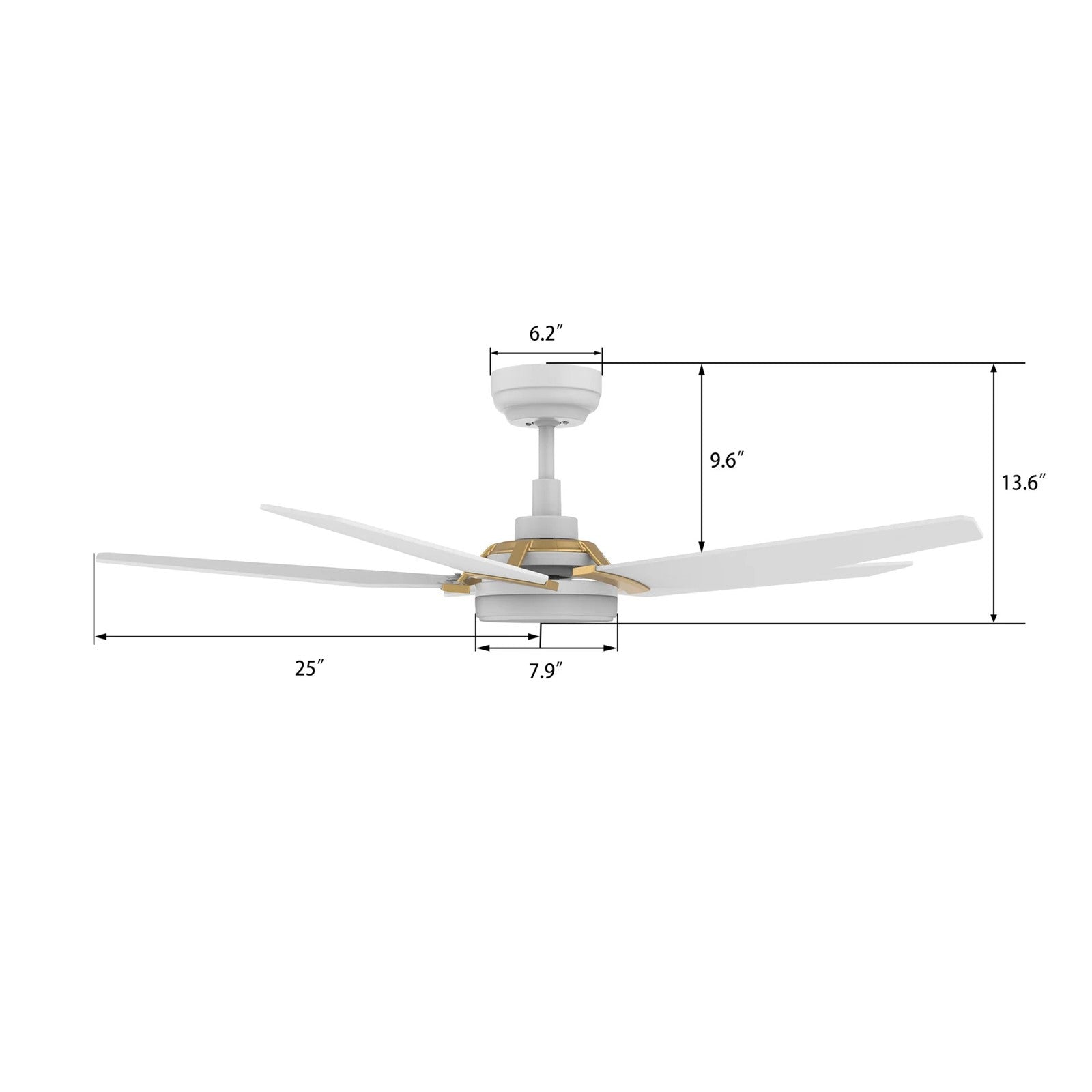 Carro Kaj 52in 5-Blade Smart Ceiling Fan | White Gold Plywood Blades and Glass Shade | Living Room & Covered Patio | 52 x 52 x | Model SFR525B-L22-W1-1G