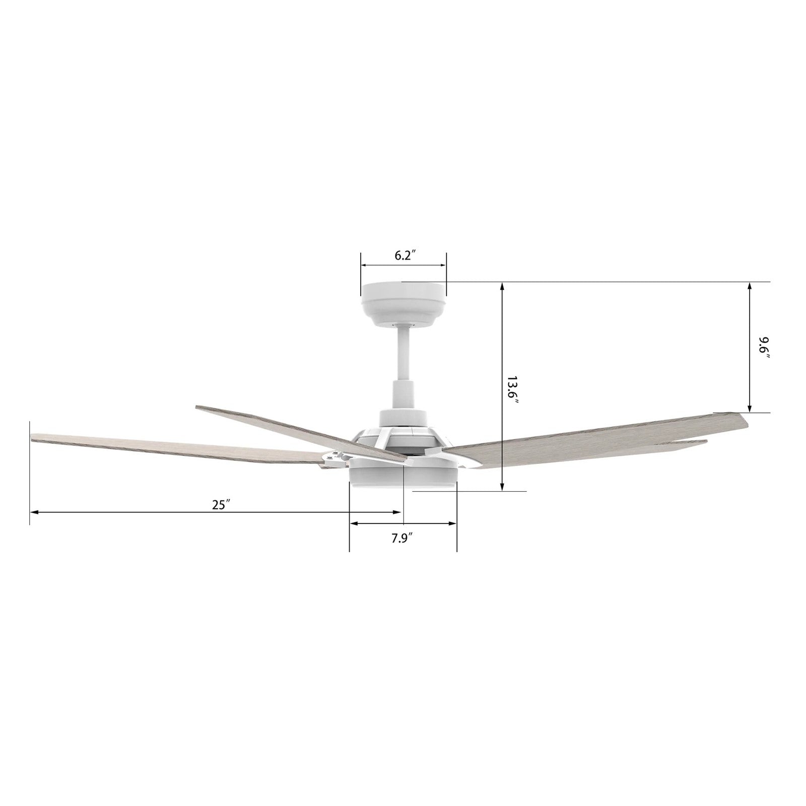 Carro Kaj 52in 5-Blade Smart Ceiling Fan | White Chestnut Plywood Blades and Glass Shade | Living Room & Covered Patio | 52 x 52 | Model SFR525B-L22-W6-1