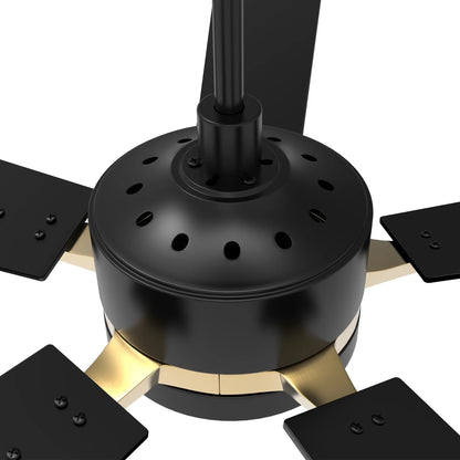 Carro Appleton 52in 5-Blade Smart Ceiling Fan | Black Gold Plywood | Living Room & Covered Patio | 52 x 52 x 15 in | Model SFR525E-L12-B2-1G