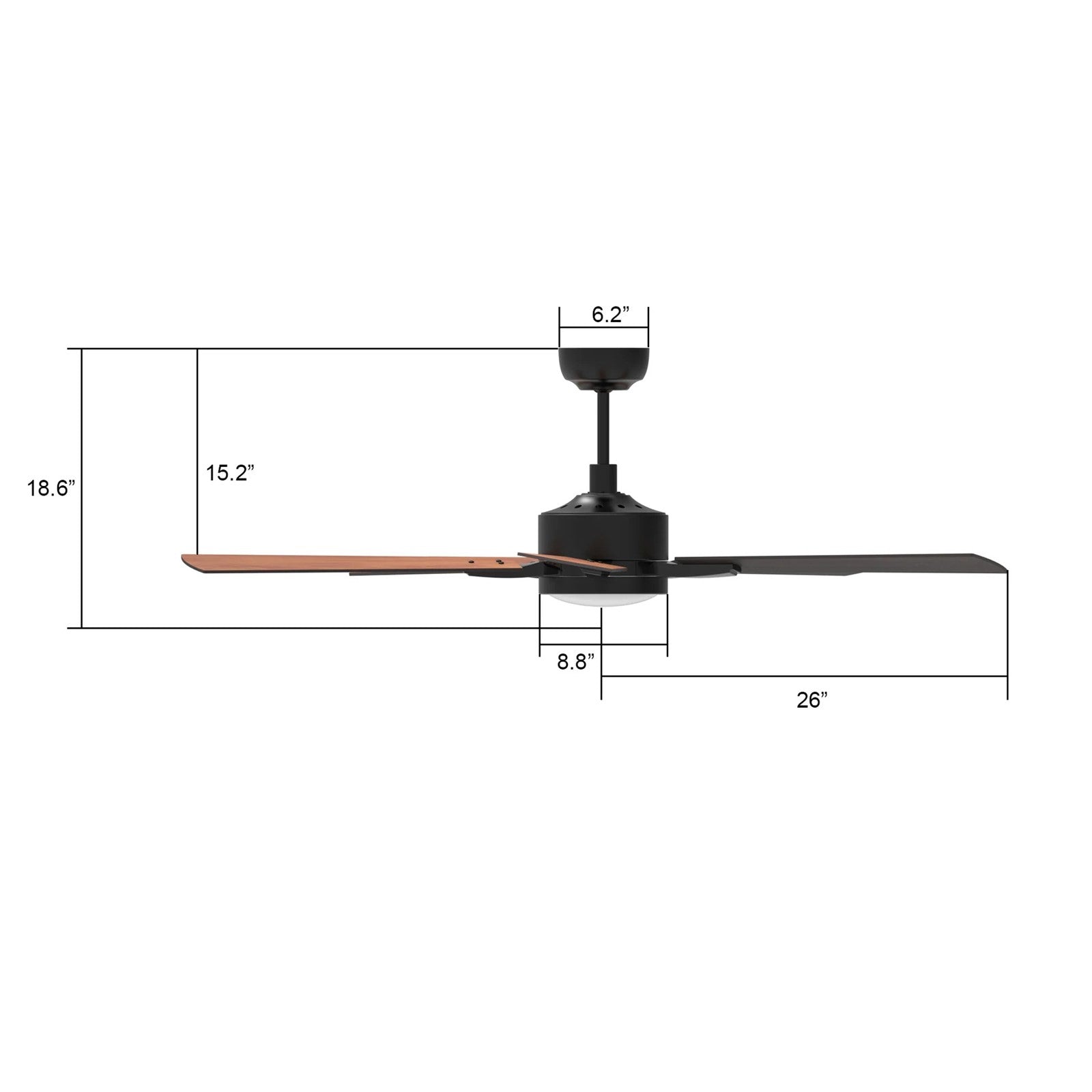 Carro Appleton 52in 5-Blade Smart Ceiling Fan | Modern Black Cherry Plywood | Living Room & Covered Patio | 15 x 52 x 52 in | Model SFR525E-L12-B3-1