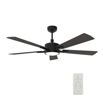 Carro Appleton 52in 5-Blade Smart Ceiling Fan | Modern Black Walnut Plywood | Living Room & Covered Porch | 15 x 52 x 52 in | Model SFR525E-L12-BF-1