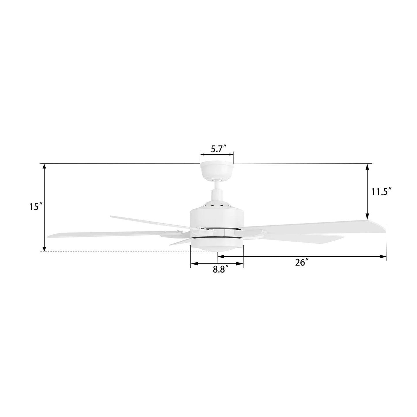 Carro Appleton 52in 5-Blade Smart Ceiling Fan | Modern White Plywood | Living Room & Covered Porch | 15 x 52 x 52 in | Model SFR525E-L12-W1-1