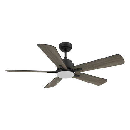 Carro Olinda 52in 5-Blade Smart Ceiling Fan | Black Barnwood Plywood | Living Room & Covered Patio | 52 x 52 x 14.4 in | Model SFR525E3-L12-BG-1