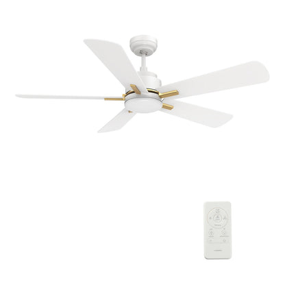 Carro Olinda 52in 5-Blade Smart Ceiling Fan | White Gold Plywood | Living Room & Covered Patio | 52 x 52 x 14.4 in | Model SFR525E3-L12-W1-1G