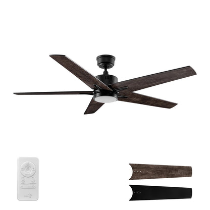 Carro Montgomery 52in 5-Blade Smart Ceiling Fan | Modern Black Taupe and Plywood Blades | Living Room & Bedroom | 13.2 x 52 x 52 | Model SFR525G3-L11-BX-1