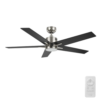 Carro Montgomery 52in 5-Blade Smart Ceiling Fan | Modern Brushed Nickel Black and Plywood Blades | Living Room & Bedroom | 13.2 | Model SFR525G3-L11-S2-1